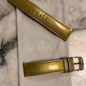 Michele Yellow-Green Patent Leather Watch Strap
